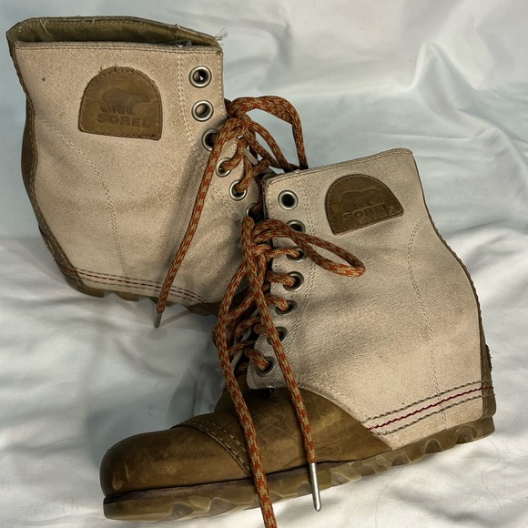 SOREL 1964 Premium Canvas Wedge FOSSIL- SANGUINE Size 8 - Picture 8 of 12
